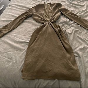 Zara Army Green Cut Out Dress